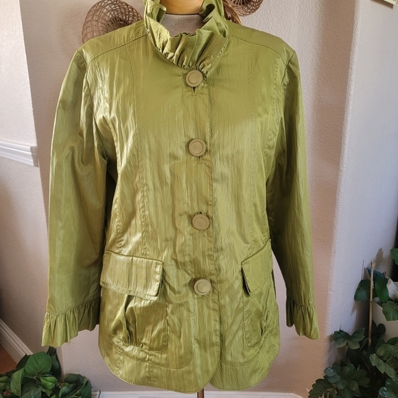 Flair Jackets & Blazers - Flair Ruffle Neck Lightweight Jacket Business Casual Sz L